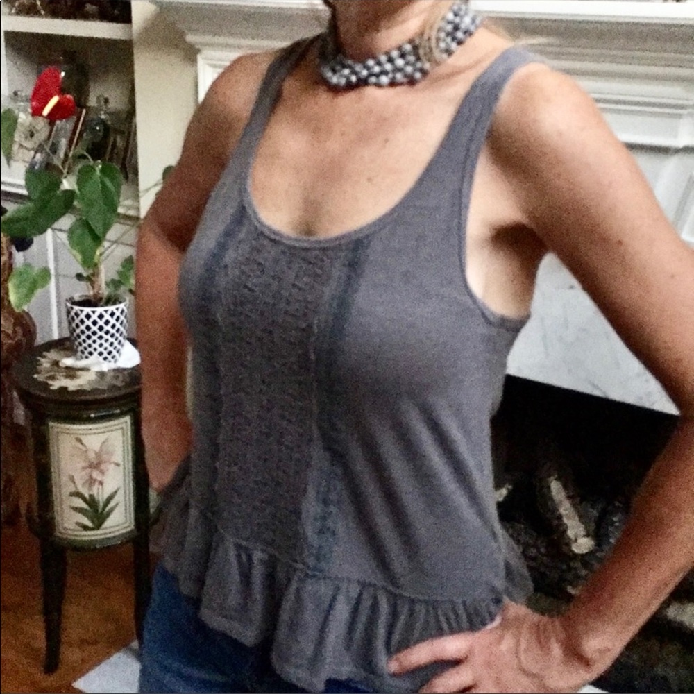 Hollister Cotton & Lace Waistline Top